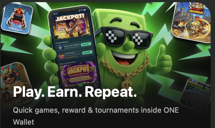 ONEPLAY 홍보 이미지. Play. Earn. Repeat.